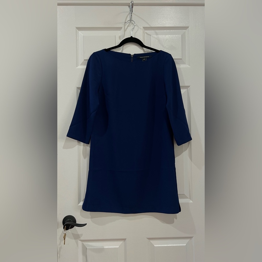 $138 French Connection Blue Arrow Crepe Tunic Dress Size 2
